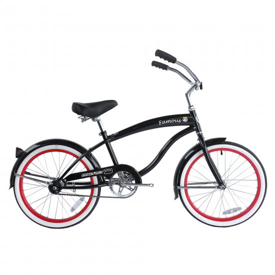 Micargi 20 In. Famous Kid\'s Size Bike Cruiser, Black, White and Red