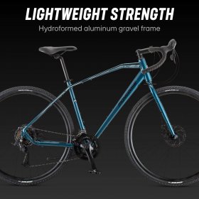 Mongoose Grit Adventure Road Bike, 14 speeds, 700c wheels, blue