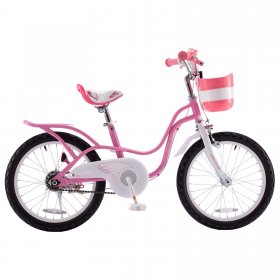 Royalbaby Little Swan Girls and Kid's 18 In Two Hands brakes Children's Beginner bike with Basket Pink and white