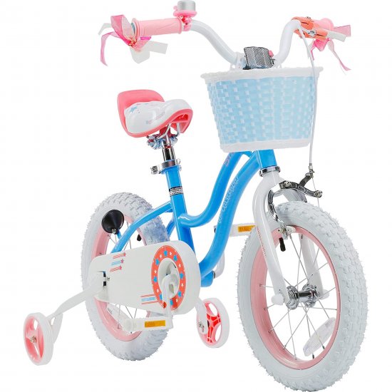 Royalbaby Girls Kids Bike Star girl 14 In bike Basket Training Wheels Blue Child\'s Cycle