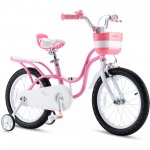 Royalbaby Little Swan Girls and Kid's 12 In. Children's Beginner bike with Training Wheels Basket, Pink and white