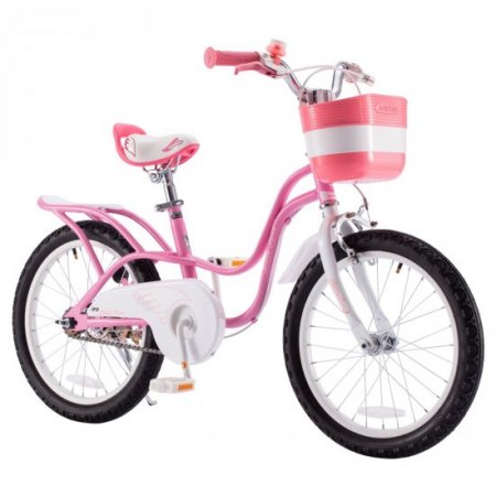 Royalbaby Little Swan Girls and Kid's 18 In Two Hands brakes Children's Beginner bike with Basket Pink and white