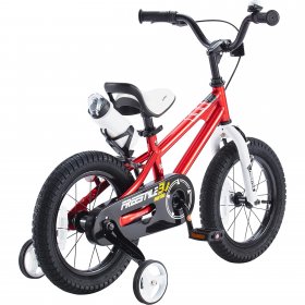 Royalbaby Freestyle Kids Bike 16 In. Girls and Boys Kids bike Red with Training Wheels and Kickstand