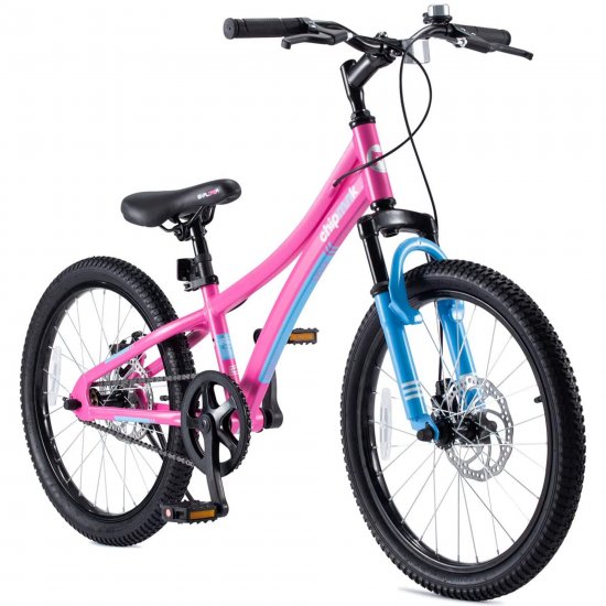 Royalbaby Boys Girls Kids Bike Explorer 20 Inch bike Front Suspension Aluminum Child\'s Cycle with Disc Brakes Pink