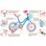 Royalbaby Girls Kids Bike Star girl 16 In. bike Basket Training Wheels Kickstand Blue Child's Cycle