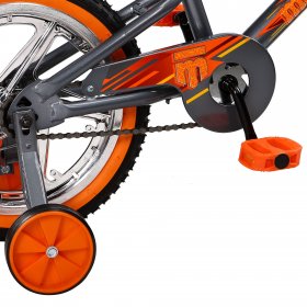 Mongoose 16" Skid Single Speed Kids Training Wheel Sidewalk bike, Gray/Orange