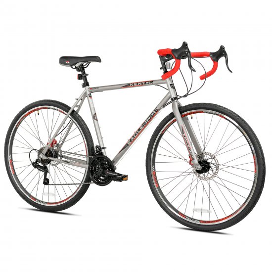 Kent bike 700c Eagle Ridge Adventure Gravel Men\'s Large Bike, Silver, Red