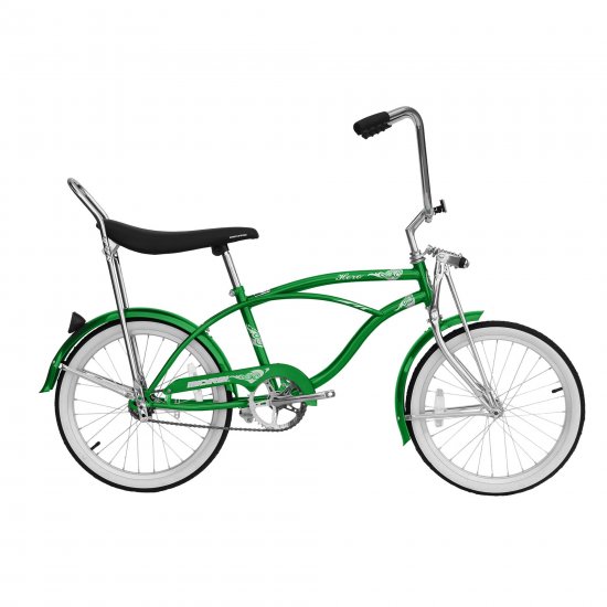 Micargi HERO 20\" Beach Cruiser Coaster Brake Single Speed with Banana Seat Stainless Steel Spokes One Piece Crank Alloy Rims 36H Color: Green