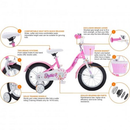 RoyalBaby Spring Kids Bike Girls 16 Inch bike with Basket for Ages 3-9 Years Training Wheel Options Purple