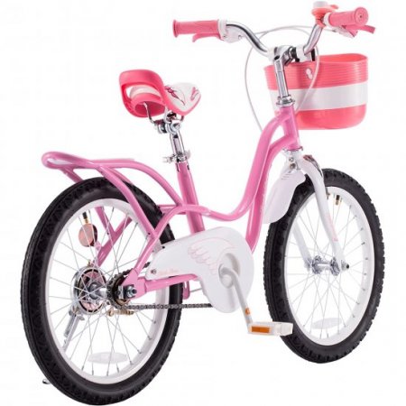 Royalbaby Little Swan Girls and Kid's 18 In Two Hands brakes Children's Beginner bike with Basket Pink and white