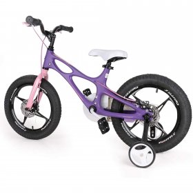 RoyalBaby Space Shuttle Lightweight Magnesium Kid's Bike with Disc Brakes for Boys and Girls, 14 inch with Training Wheels, Lilac