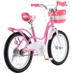 Royalbaby Little Swan Girls and Kid's 18 In Two Hands brakes Children's Beginner bike with Basket Pink and white