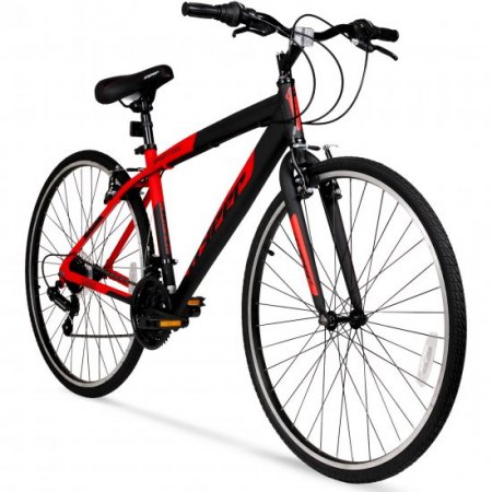 Hyper bike 700c Men's Spin fit Hybrid Bike, Black and Red