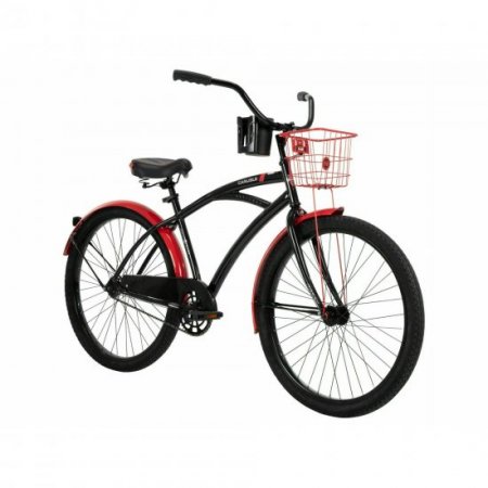 Huffy 26 In. Carlisle Men's Comfort Cruiser Bike, Black Red