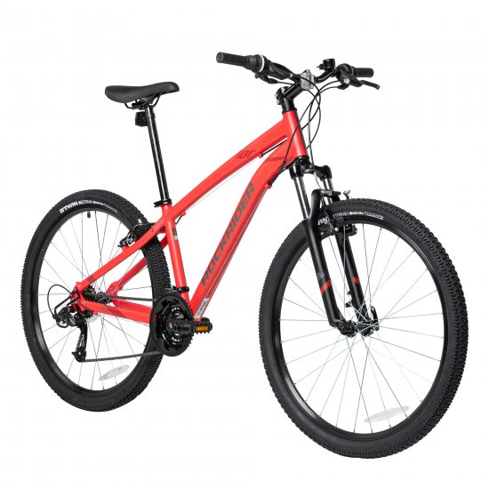 Decathlon Rockrider ST100, 21 Speed Mountain Bike, 27.5\", Unisex, Red, Small