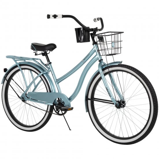 Huffy 26\" Baypointe Women\'s Cruiser Bike with Basket, Pool Blue