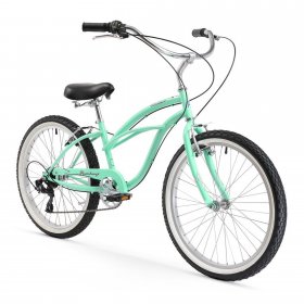 Firmstrong Urban Lady 7 Speed Women's 24" Beach Cruiser Bike In Mint Green