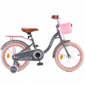 RoyalBaby Fox Kids Bike Boys Girls 14 Inch bike with Training Wheels Grey