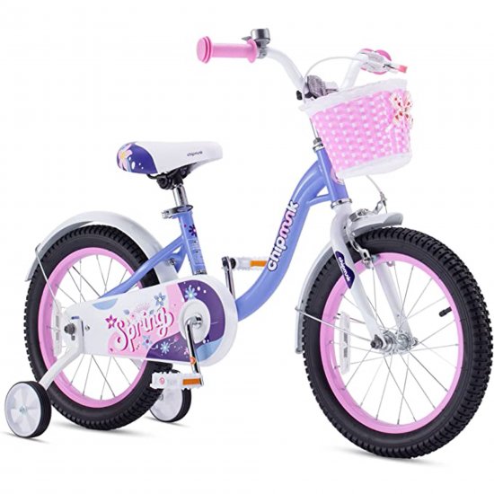 RoyalBaby Spring Kids Bike Girls 16 Inch bike with Basket for Ages 3-9 Years Training Wheel Options Purple