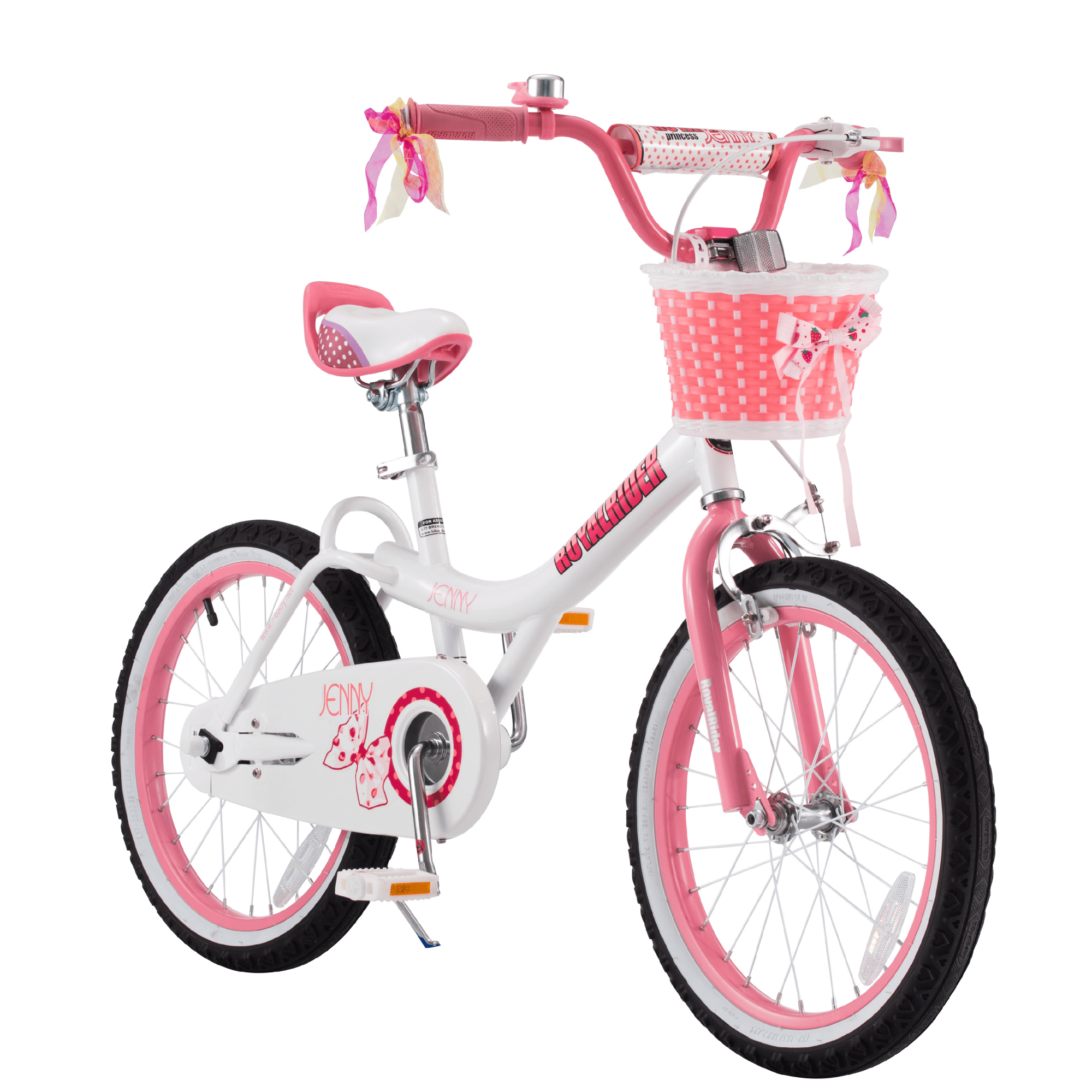 RoyalBaby Jenny Princess 18 inch Girl's bike, White & Pink