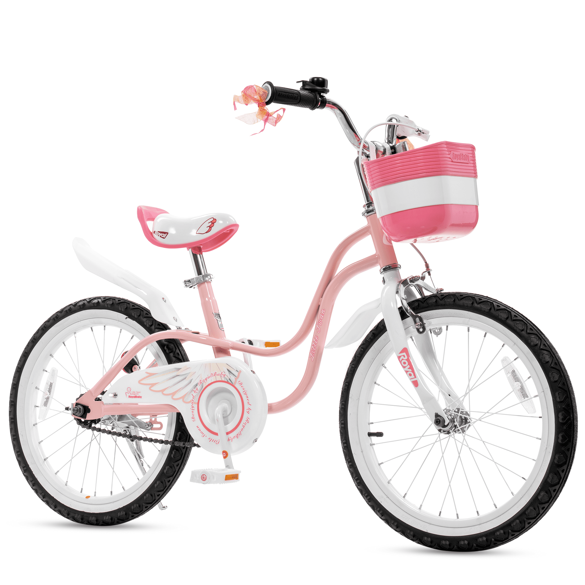 Royalbaby Little Swan Light Pink 18 Girl's bike With Training Wheels and Basket